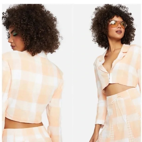 For Love And Lemons EUGENIE CROP BLAZER TANGERINE ORANGE - Picture 6 of 11